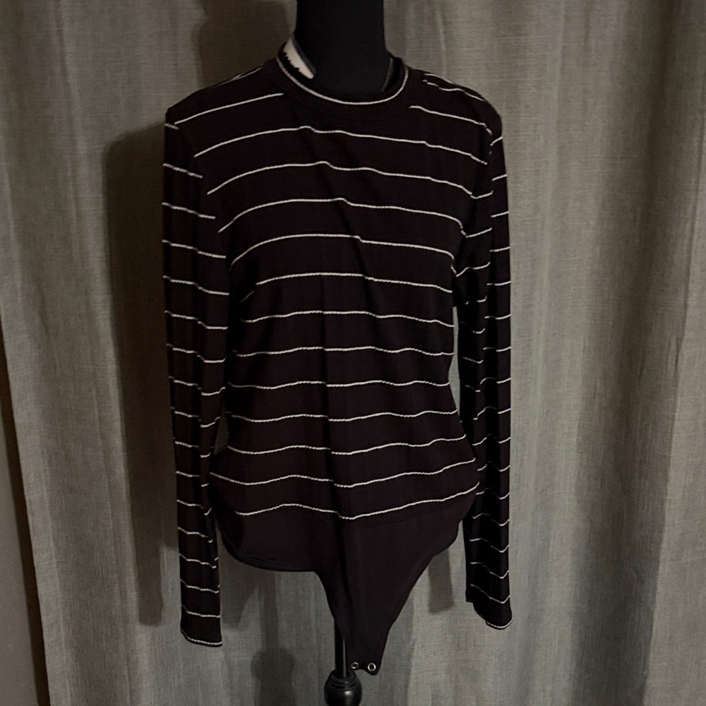 J. Crew Black and White Long Sleeve Bodysuit